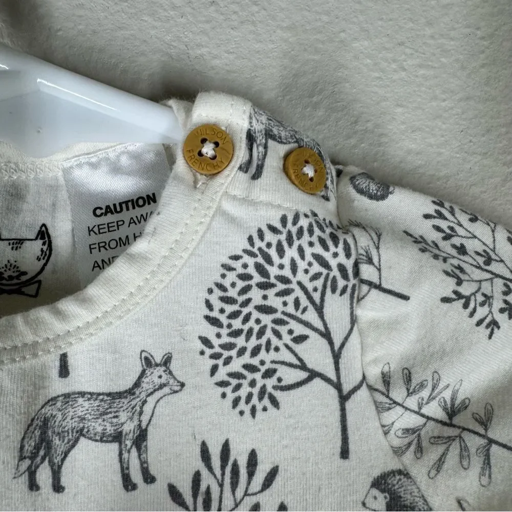 Wilson & Frenchy Organic Cotton One Piece Woodland Animals Size 3-6 Months